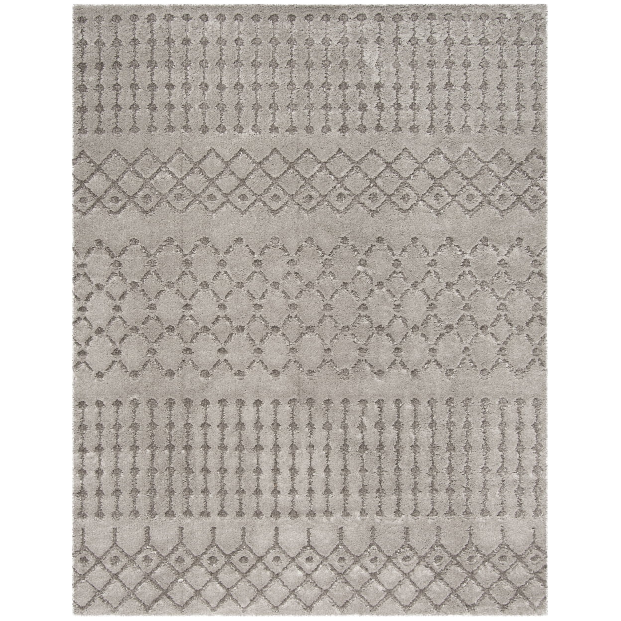 SAFAVIEH Sparta Stewart Geometric Polyester Shag Area Rug, Dark Grey, 6'7" x 9'6"
