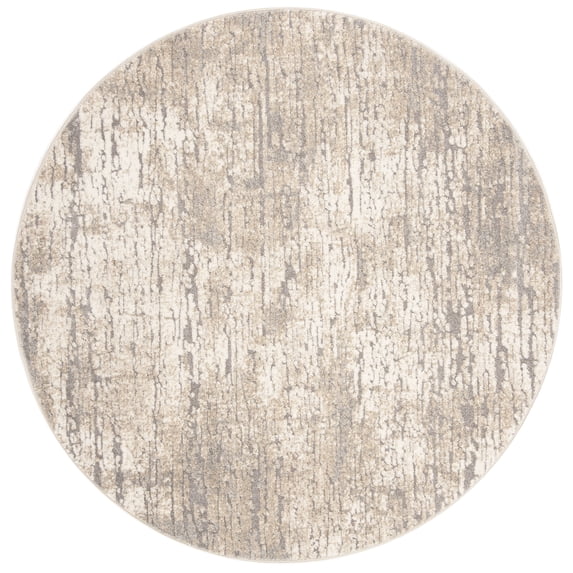 SAFAVIEH Spirit Annabelle Abstract Area Rug, Taupe/Ivory, 5'3" x 5'3" Round