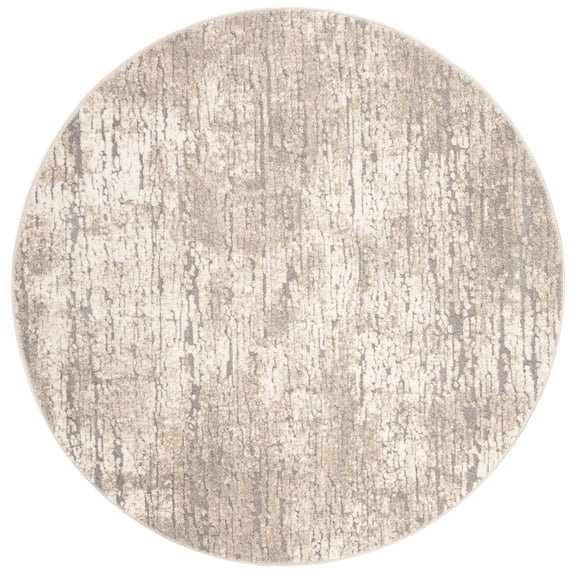 SAFAVIEH Spirit Annabelle Abstract Area Rug, Taupe/Ivory, 8' x 8' Round