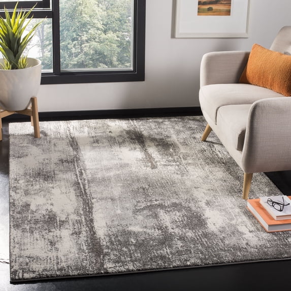 SAFAVIEH Spirit Pauletta Abstract Overdyed Area Rug, Dark Grey/Ivory, 4' x 6'