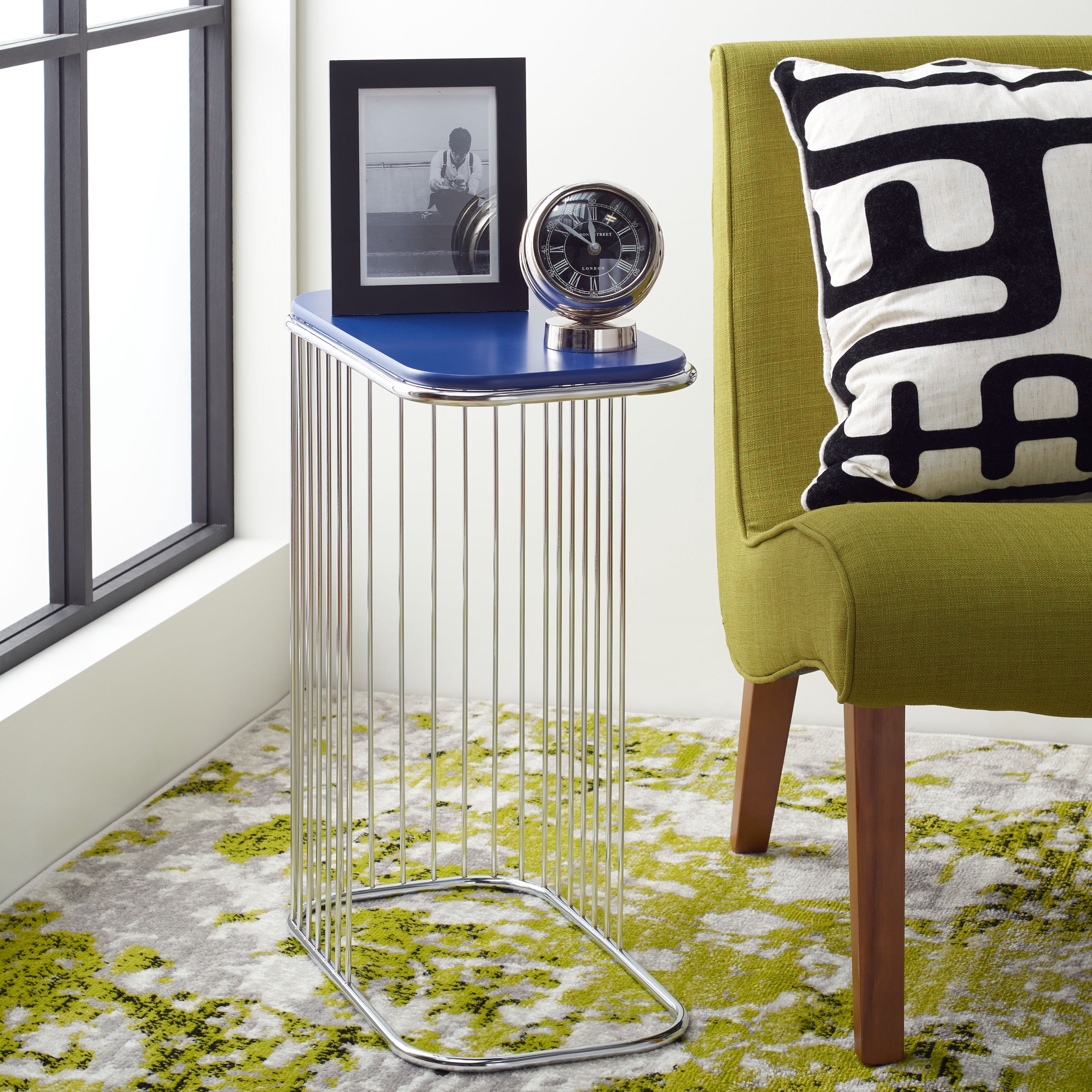 Safavieh Stafford Morden Wood and Metal End Table, Blue / Silver