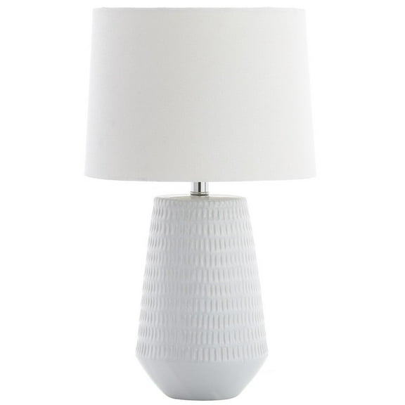 SAFAVIEH Stark 18 in. H Solid Glam Table Lamp with USB Port, White