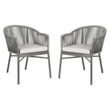 SAFAVIEH Stefano Stackable Outdoor Patio Rope Chair, Grey/Cushion, Set ...