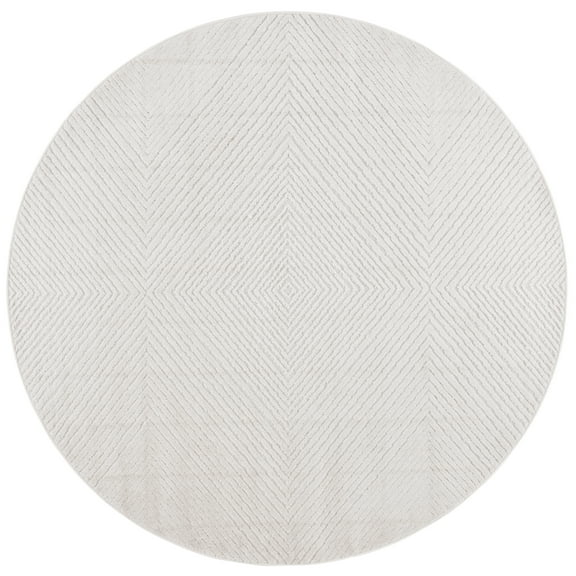 SAFAVIEH Stella Alannah Geometric Indoor/Outdoor Area Rug, Ivory, 6'7" x 6'7" Round