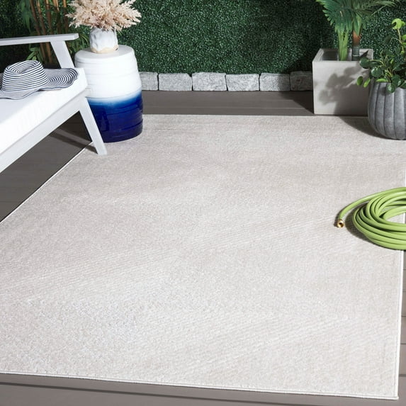 SAFAVIEH Stella Alannah Geometric Indoor/Outdoor Area Rug, Ivory, 6'7" x 6'7" Square