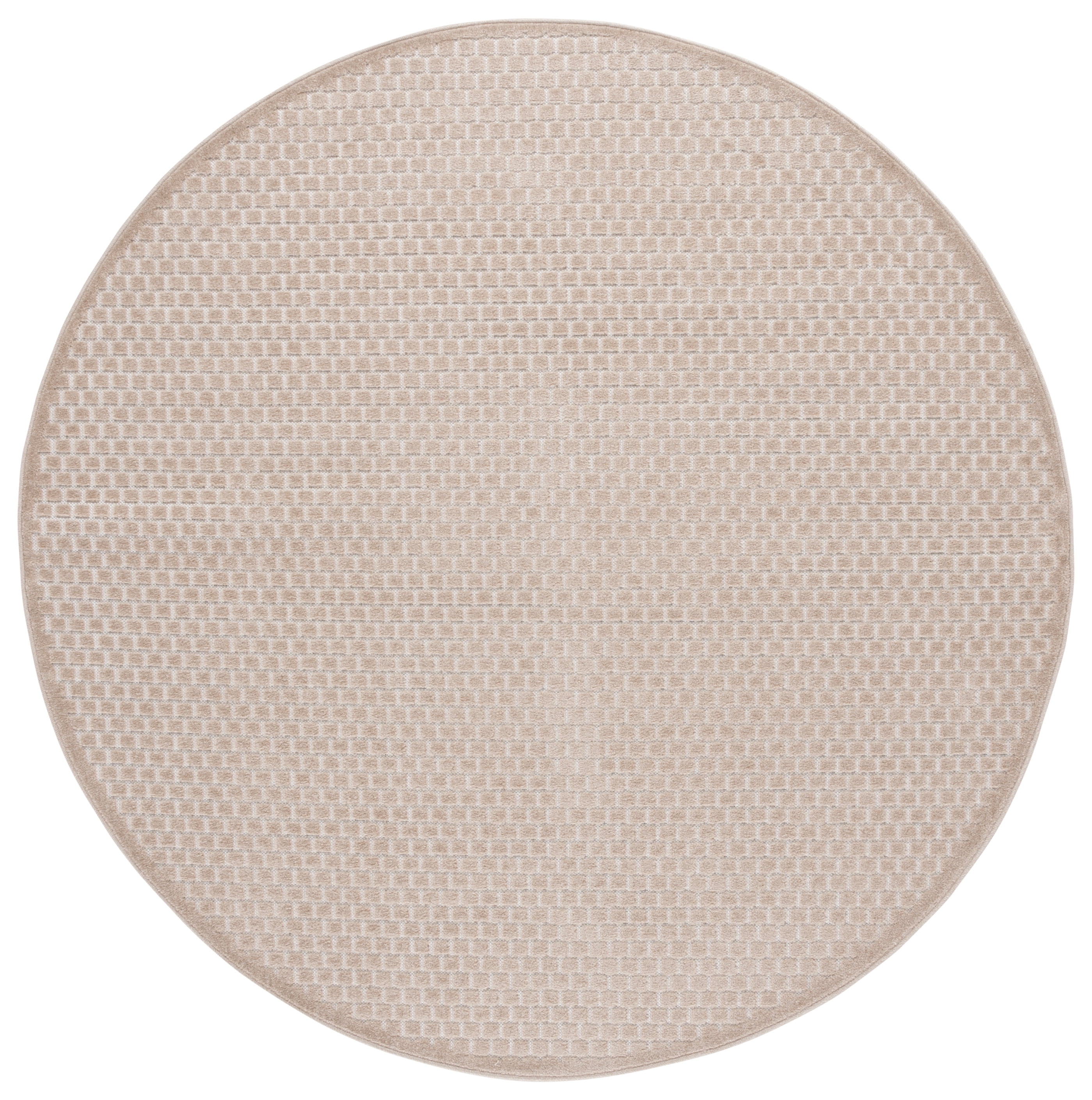 SAFAVIEH Stella Alton Geometric Indoor/Outdoor Area Rug, Beige, 6'7" x 6'7" Round