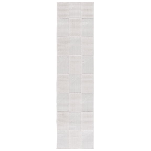 SAFAVIEH Stella Baldwin Checkered Indoor/Outdoor Runner Rug, Ivory, 2' x 8'