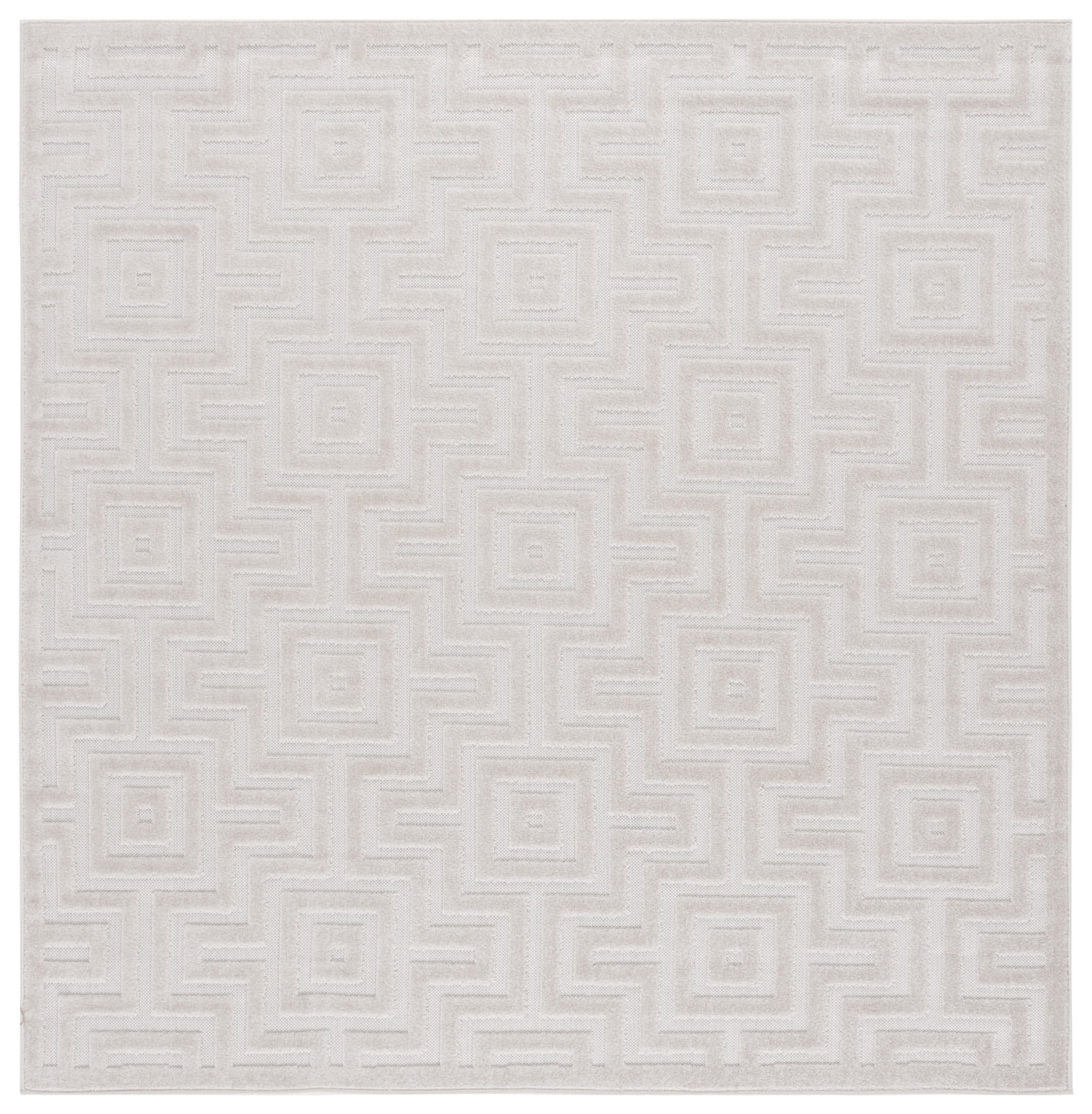 SAFAVIEH Stella Emalee Geometric Indoor/Outdoor Area Rug, Ivory, 6'7" x 6'7" Square