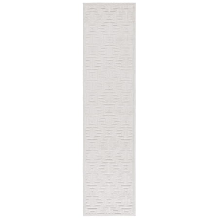 SAFAVIEH Stella Emalee Geometric Indoor/Outdoor Runner Rug, Ivory, 2' x 8'