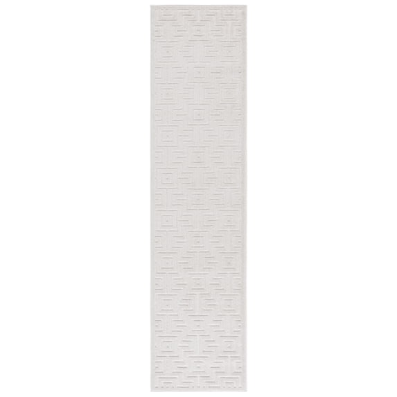 SAFAVIEH Stella Emalee Geometric Indoor/Outdoor Runner Rug, Ivory, 2' x 8'