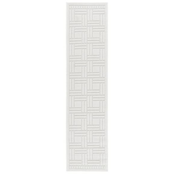 SAFAVIEH Stella Femie Geometric Indoor/Outdoor Runner Rug, Ivory, 2' x 8'