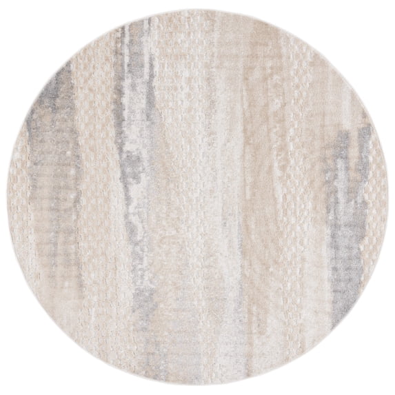 SAFAVIEH Stella Garth Abstract Indoor/Outdoor Area Rug, Beige/Gray, 6'7" x 6'7" Round