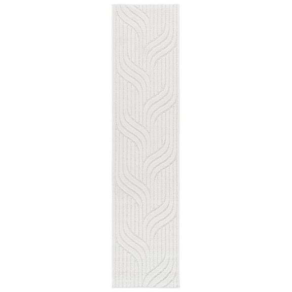 SAFAVIEH Stella Makayla Geometric Indoor/Outdoor Runner Rug, Ivory, 2' x 8'