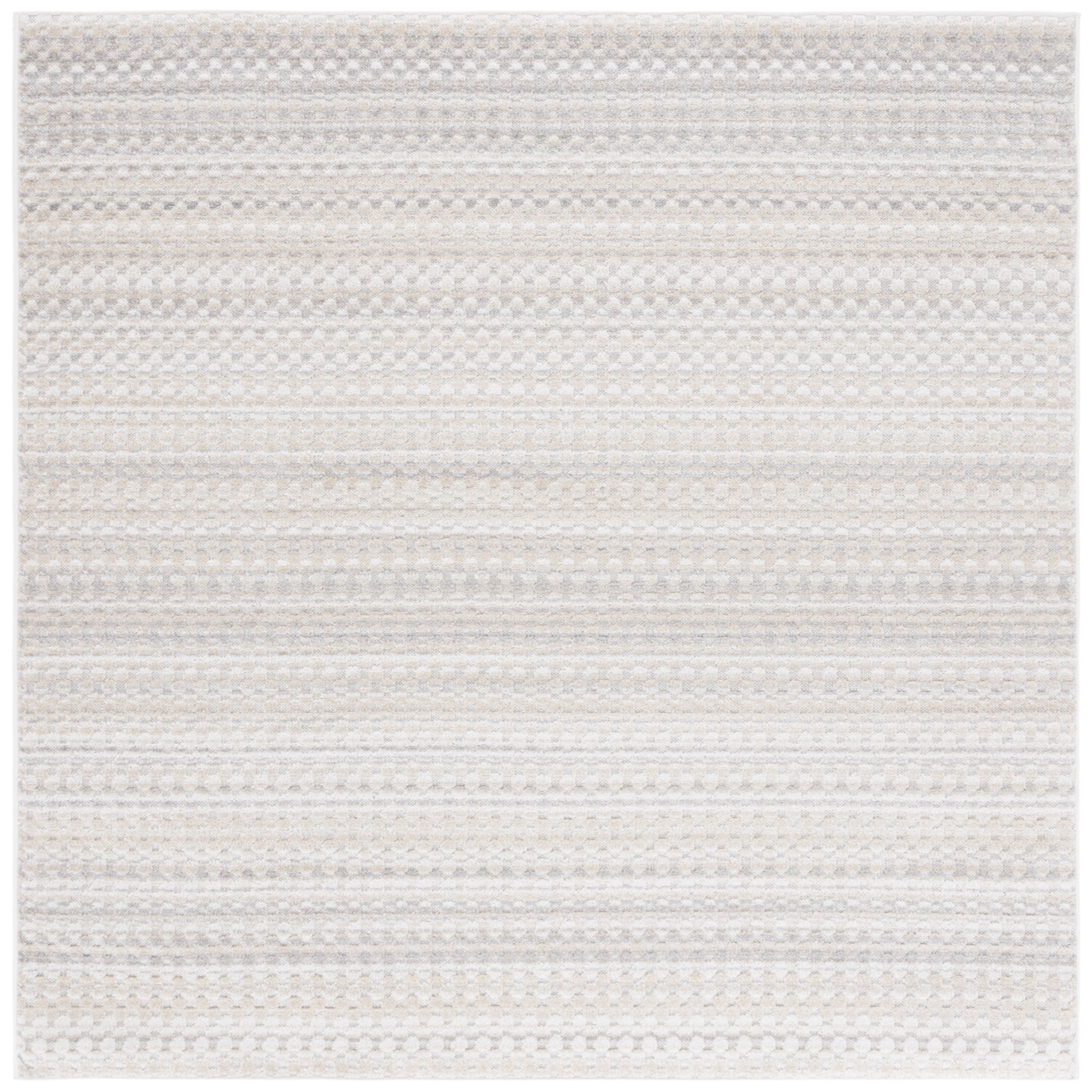 SAFAVIEH Stella Malvina Geometric Indoor/Outdoor Area Rug, Beige/Gray, 6'7" x 6'7" Square