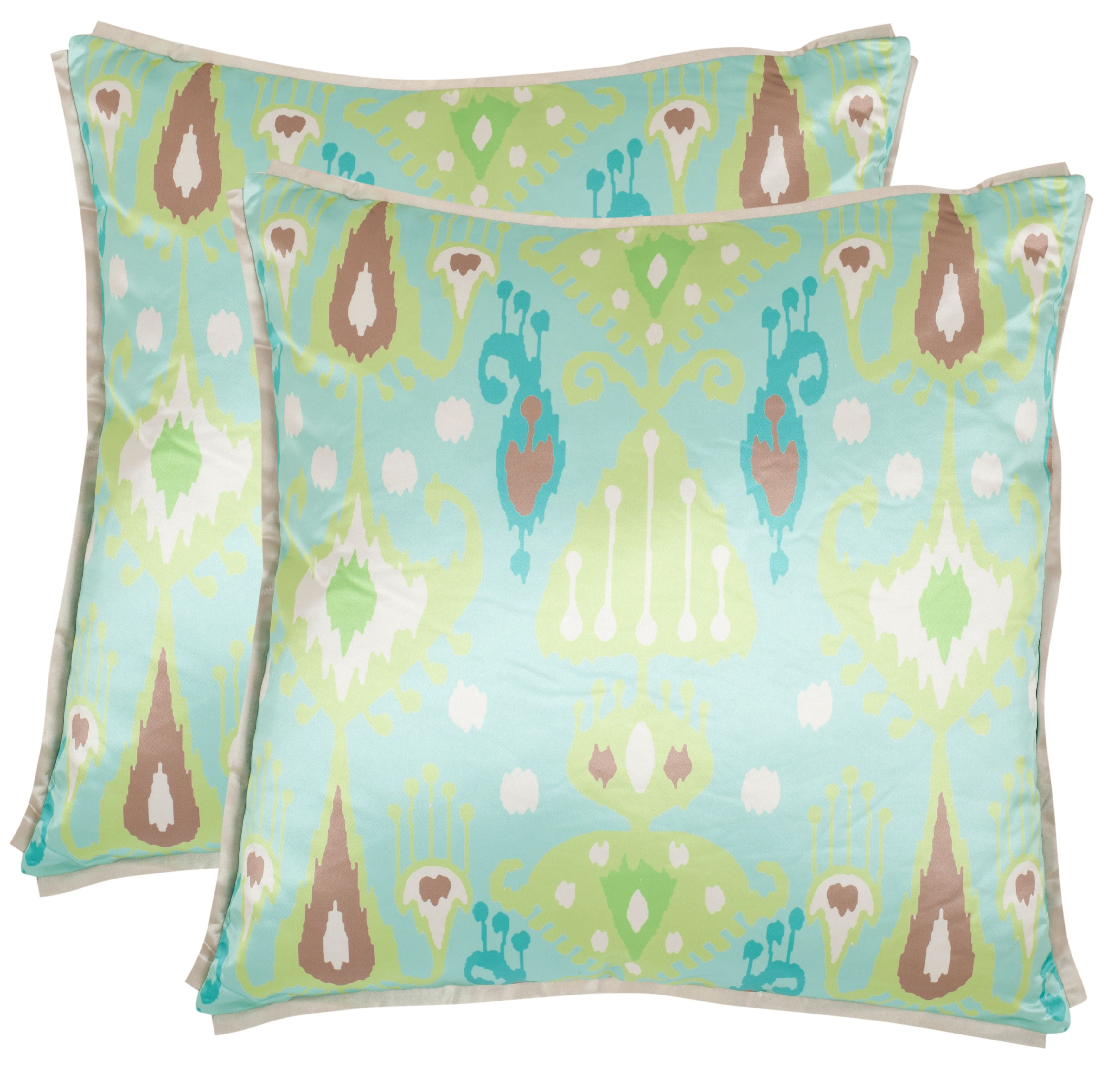 SAFAVIEH Stella Paisley Pillow, 18" x 18", Blue/Green, Set of 2