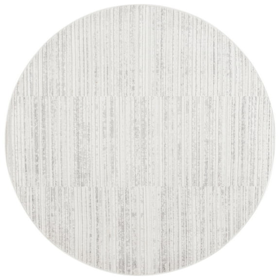 SAFAVIEH Stella Rhetta Solid Indoor/Outdoor Area Rug, Ivory/Gray, 6'7" x 6'7" Round