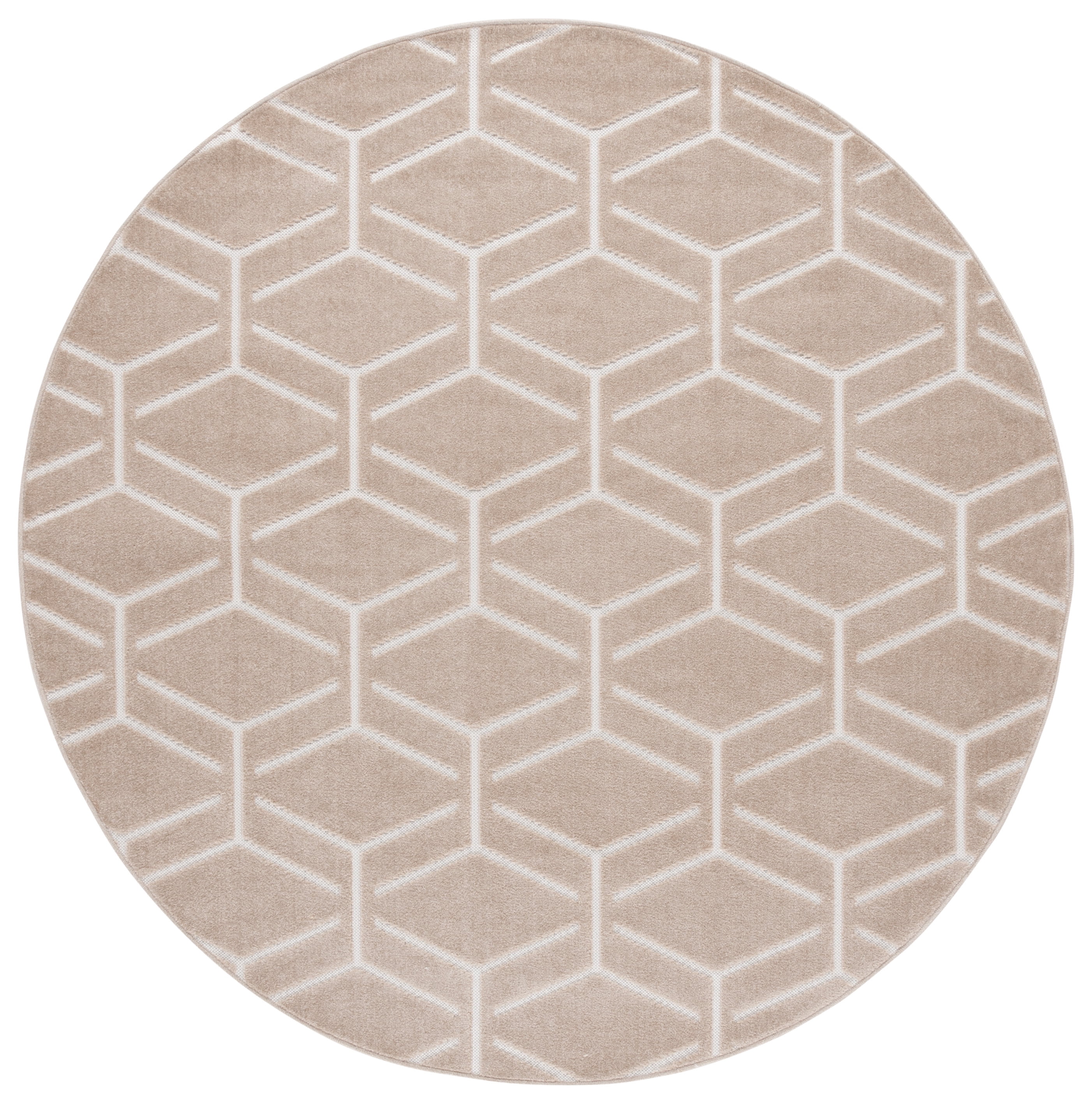 SAFAVIEH Stella Ruadhan Geometric Indoor/Outdoor Area Rug, Beige, 6'7" x 6'7" Round