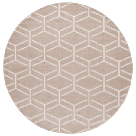 SAFAVIEH Stella Ruadhan Geometric Indoor/Outdoor Area Rug, Beige, 6'7" x 6'7" Round