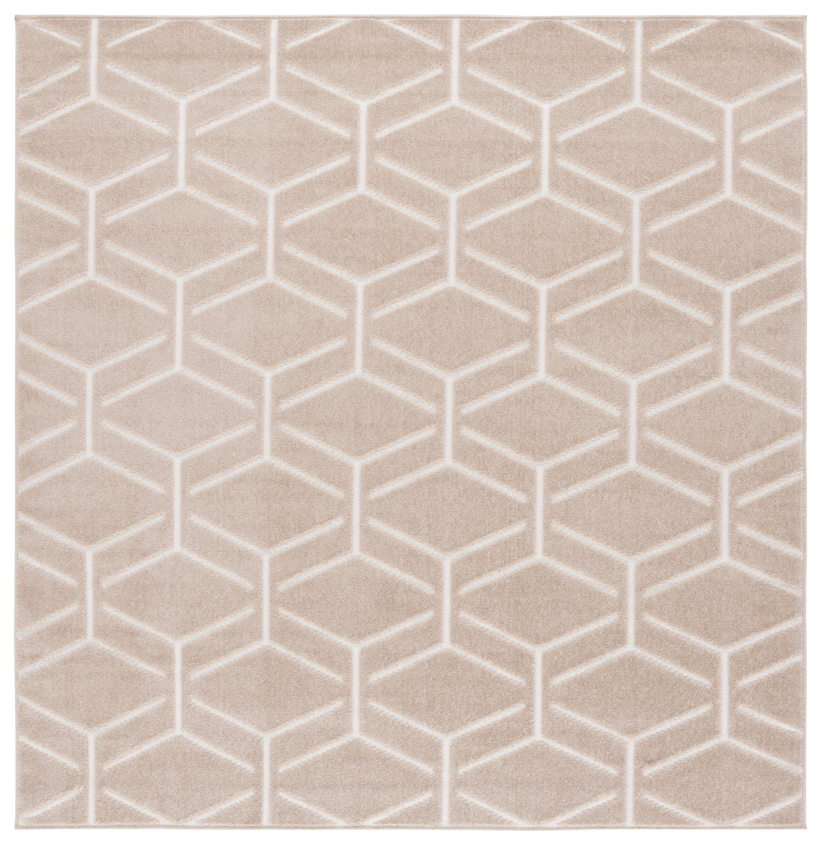 SAFAVIEH Stella Ruadhan Geometric Indoor/Outdoor Area Rug, Beige, 6'7" x 6'7" Square
