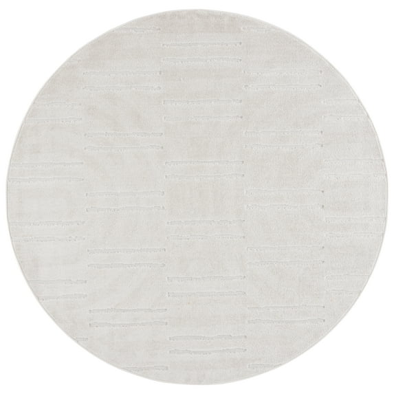 SAFAVIEH Stella Sloan Abstract Indoor/Outdoor Area Rug, Ivory, 6'7" x 6'7" Round