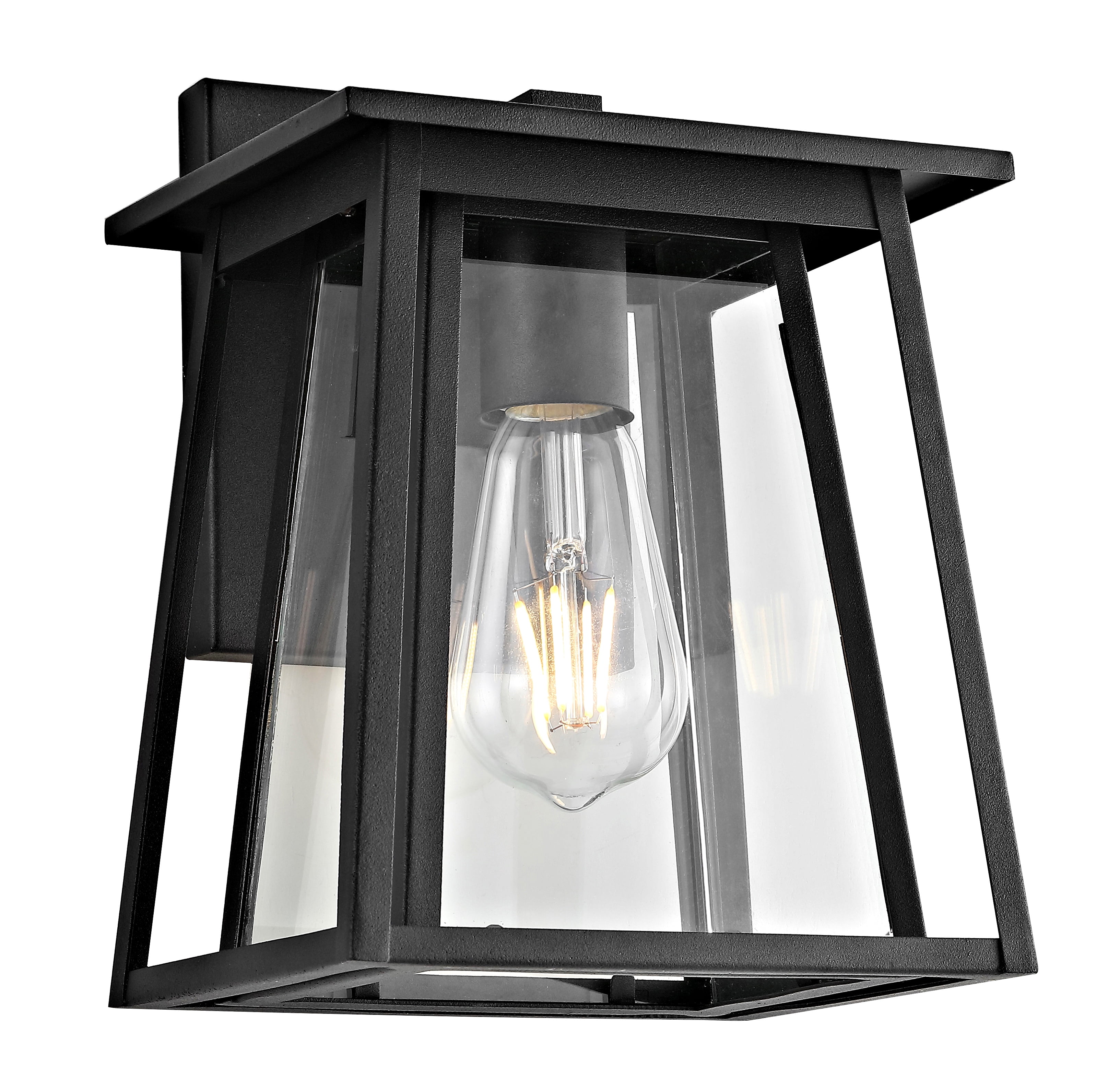 SAFAVIEH Stern LED Black Aluminium Outdoor Wall Sconce with Clear Glass Shade