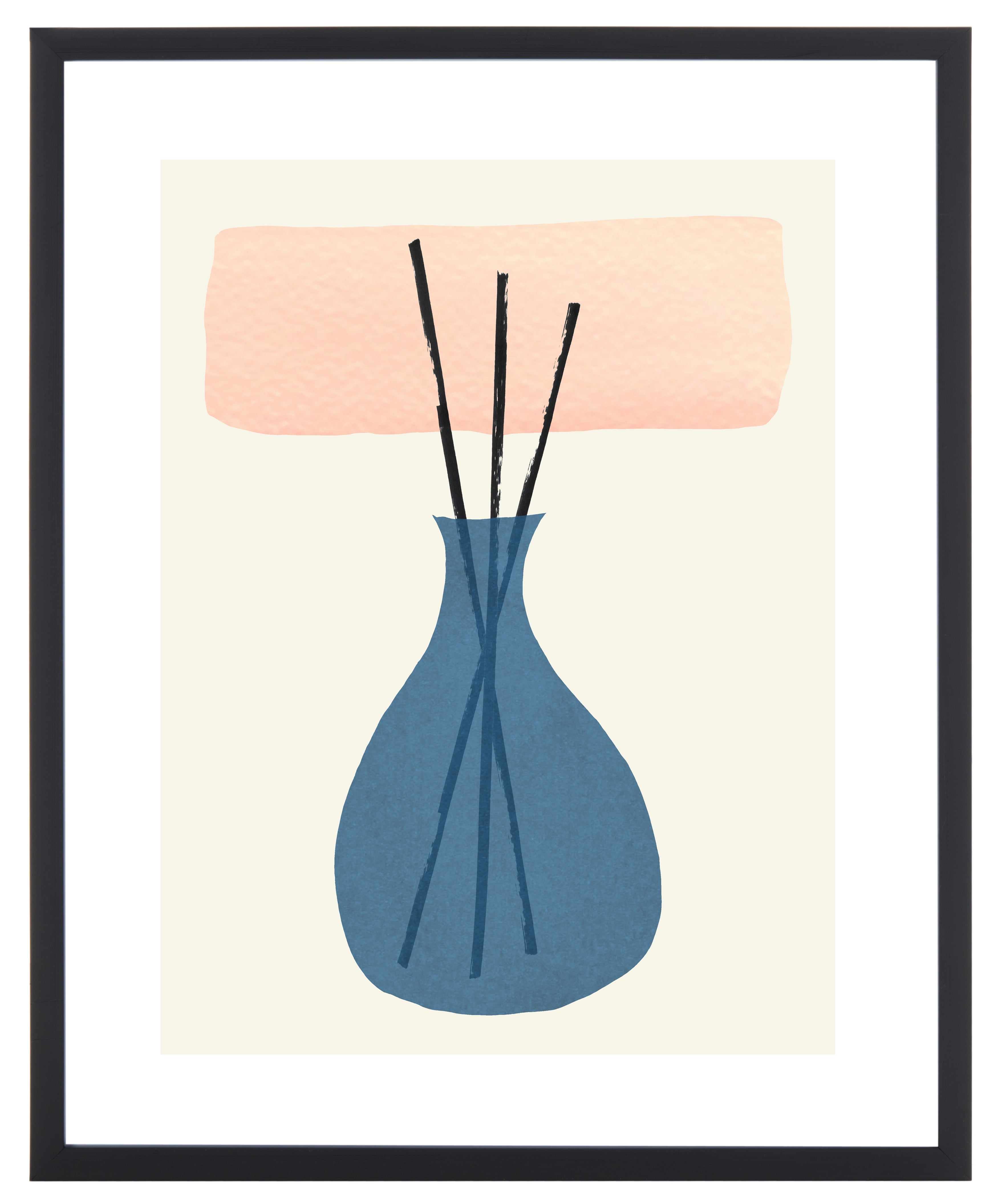 Blush and Blue Abstract Framed Wall Art, 16 x 20 Inch