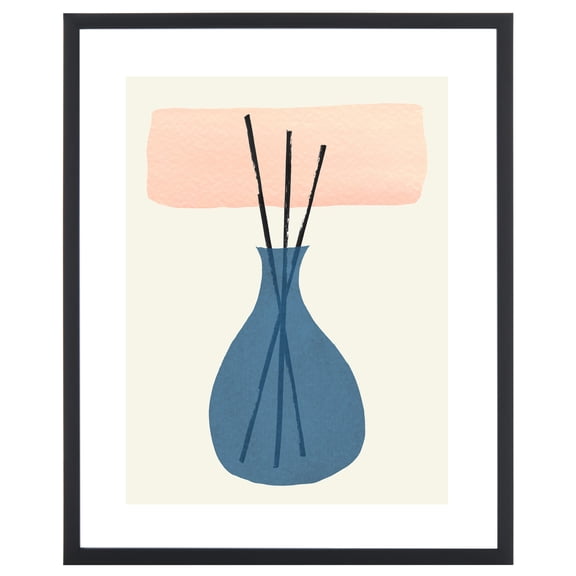 SAFAVIEH Sticks In The City 16 in. x 20 in. Framed Wall Art, Blush/Blue