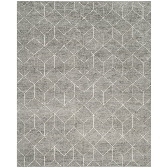 SAFAVIEH Stone Wash Charlie Geometric Cubes Area Rug, Silver, 8' x 10'
