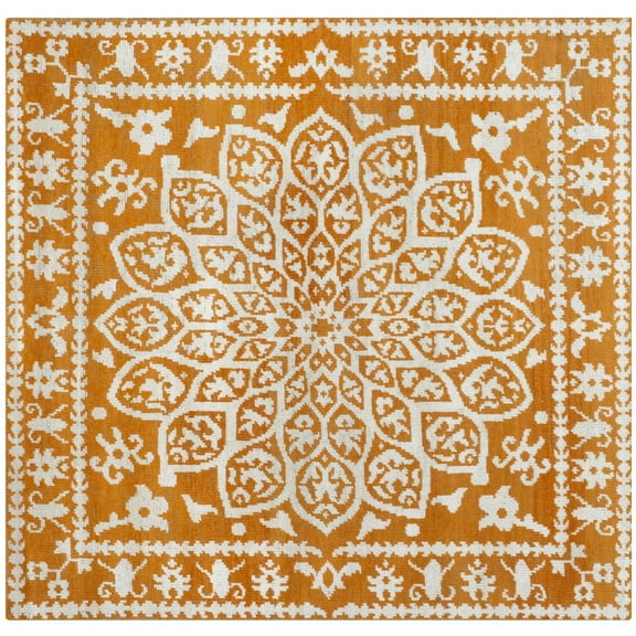 SAFAVIEH Stone Wash Collection 6' Square Copper STW207A Hand-Knotted Premium Wool & Viscose Area Rug