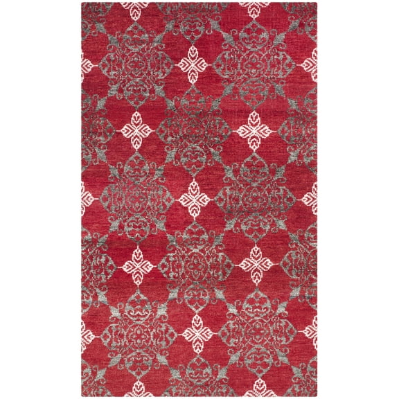 SAFAVIEH Stone Wash Raphael Geometric Area Rug, Red/Ivory, 5' x 8'