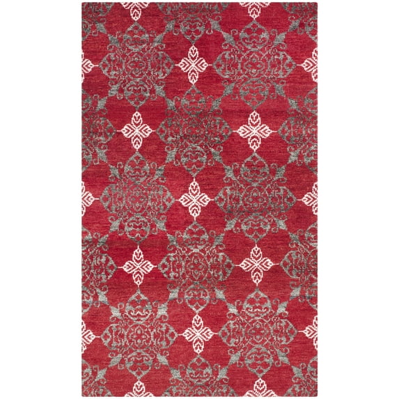 SAFAVIEH Stone Wash Raphael Geometric Area Rug, Red/Ivory, 5' x 8'