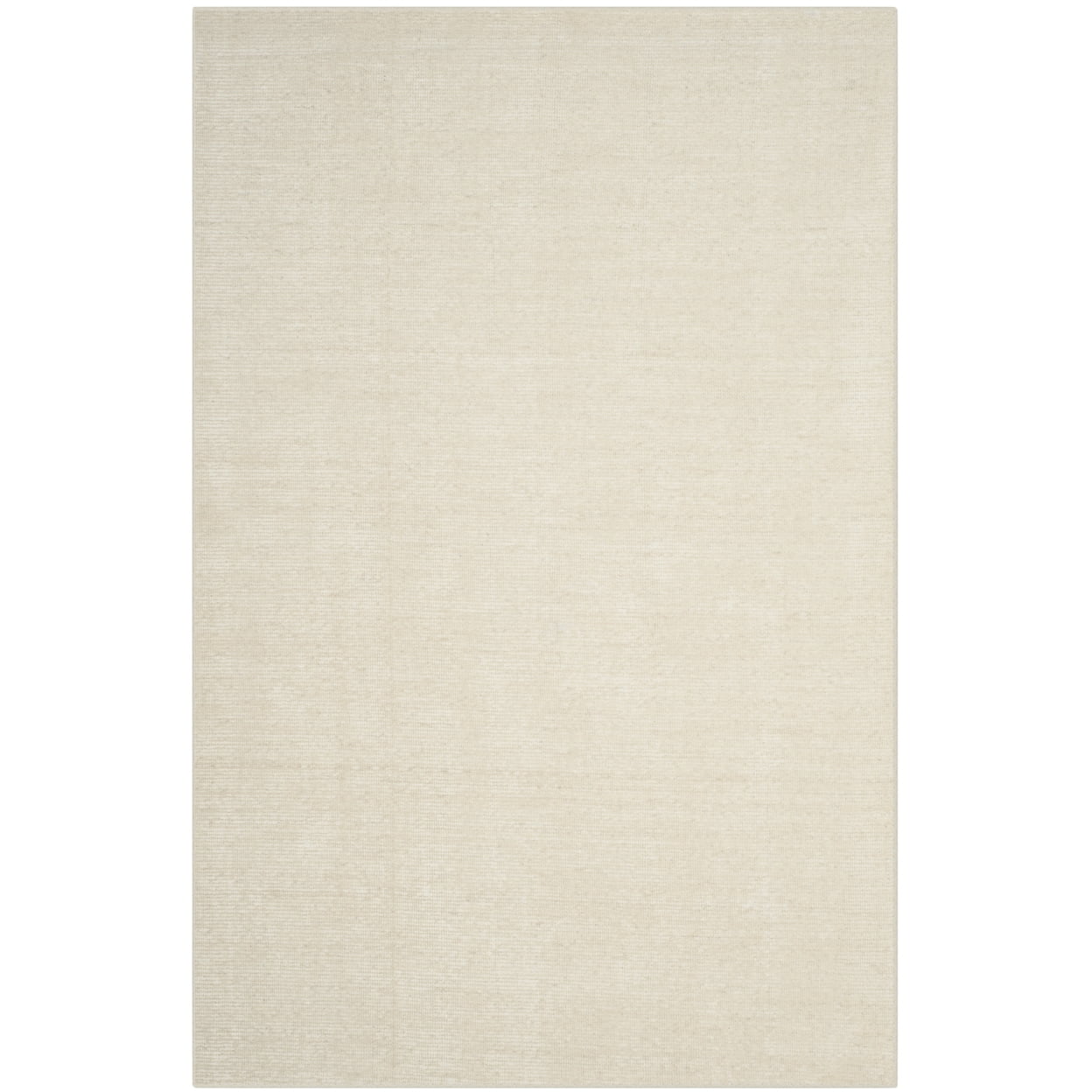 Ivory Hand-Knotted Wool and Viscose Area Rug, 5' x 8'