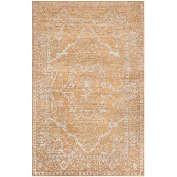 SAFAVIEH Stone Wash Claud Geometric Area Rug, Brown/Silver, 4' x 6'