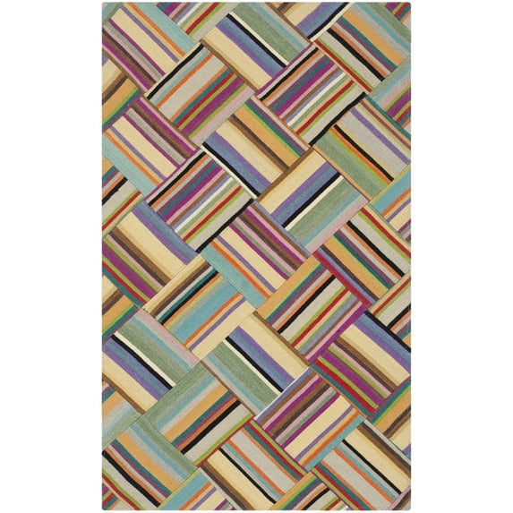 SAFAVIEH Straw Patch Peter Geometric Area Rug, Pink/Multi, 4' x 6'
