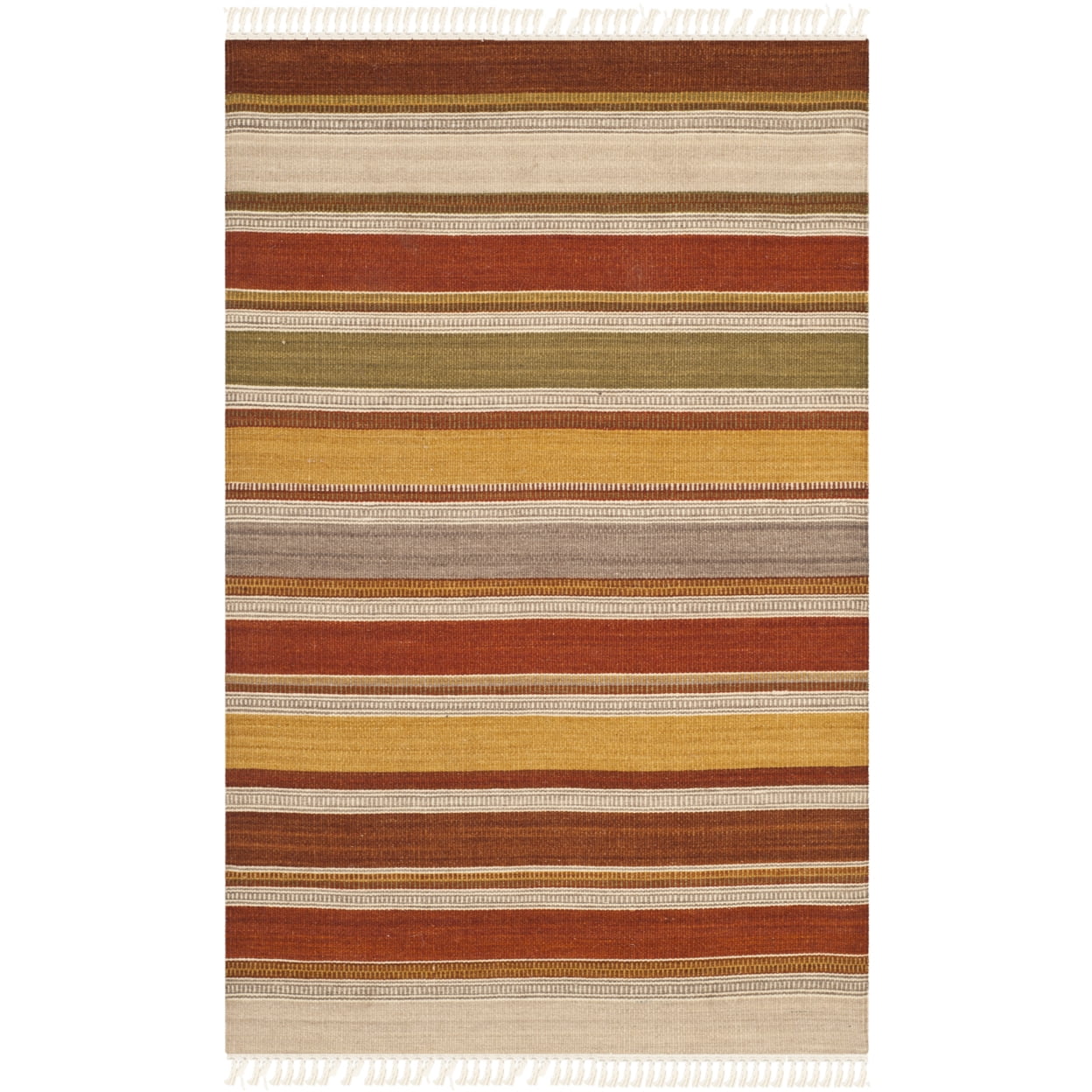Southwestern Multicolor Wool Flatweave Striped Rug