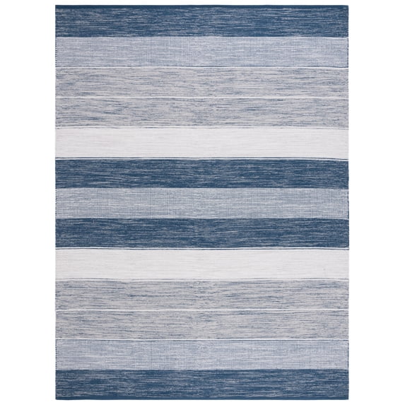 SAFAVIEH Striped Kilim Amina Striped Cotton Area Rug, Grey/Blue, 8' x 10'