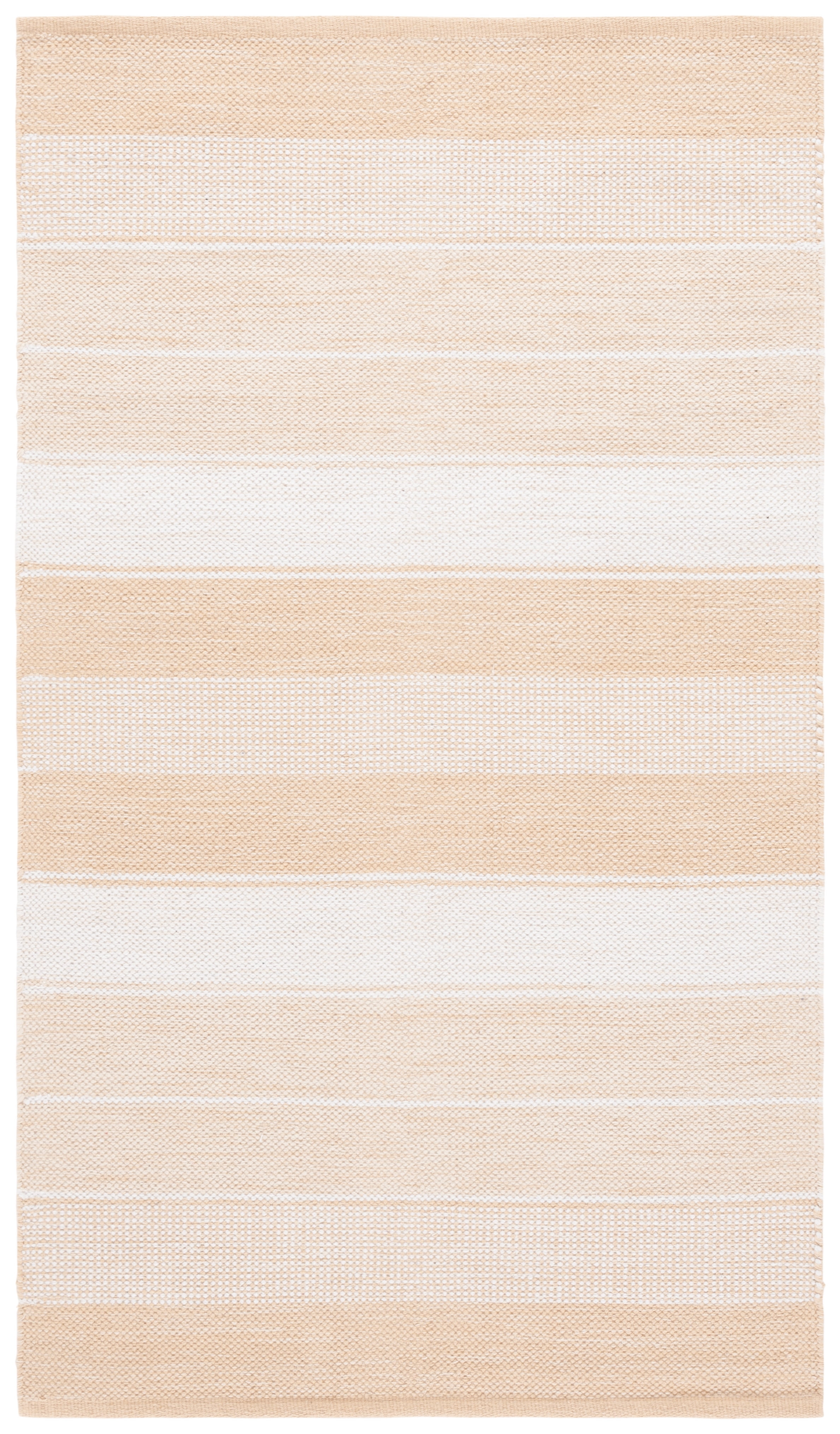 Ivory and Gold Striped Wool Cotton 4' x 6' Area Rug