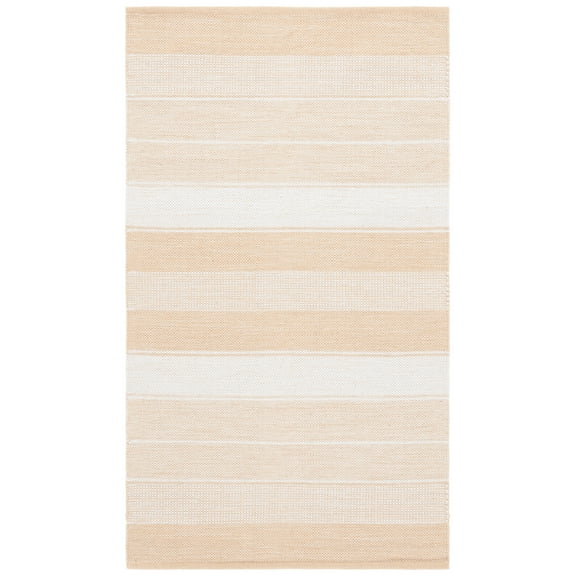 SAFAVIEH Striped Kilim Amina Striped Cotton Area Rug, Ivory/Gold, 4' x 6'