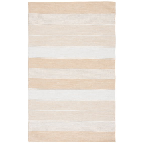 SAFAVIEH Striped Kilim Amina Striped Cotton Area Rug, Ivory/Gold, 5' x 8'