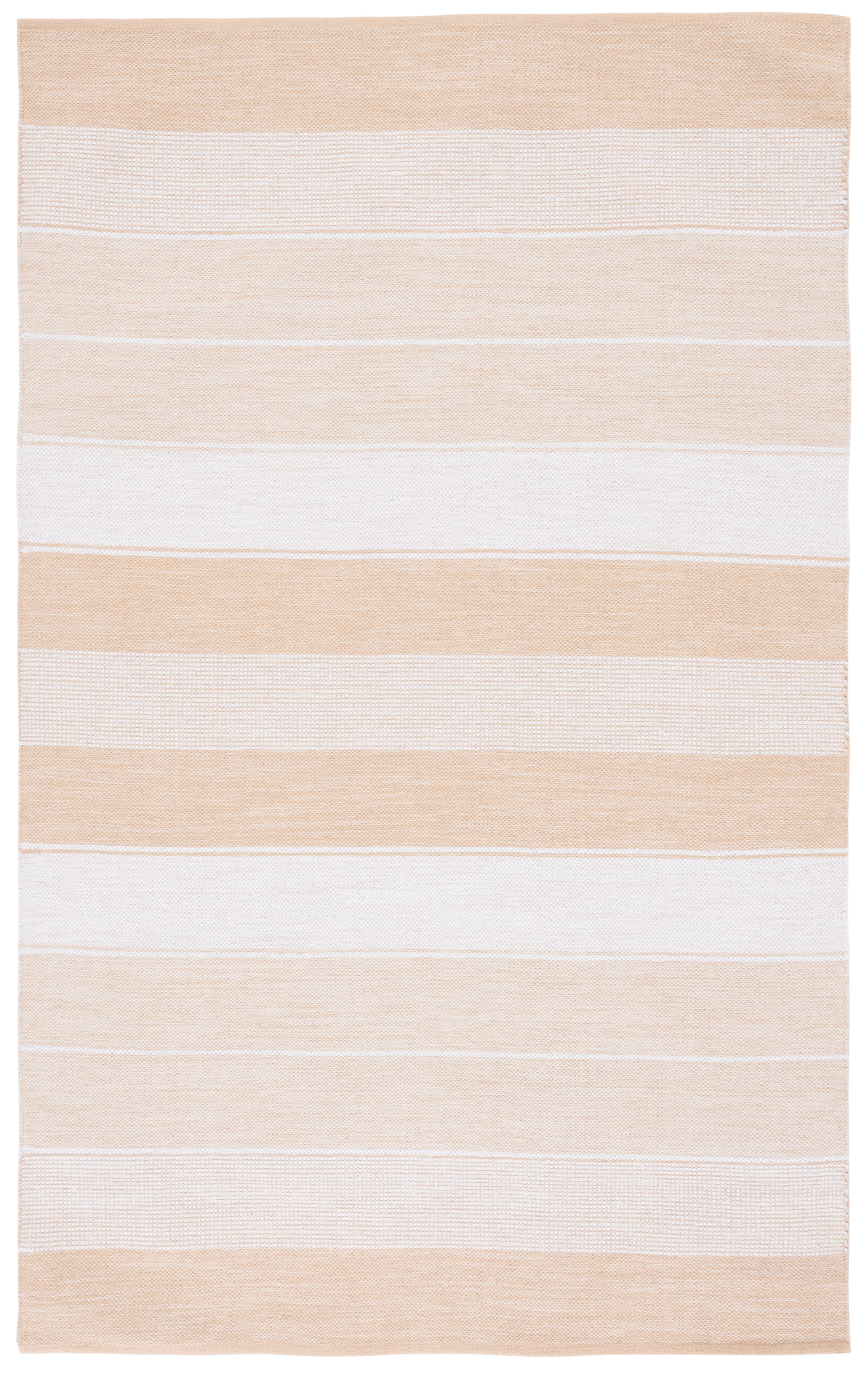Ivory Gold Handmade Wool Cotton Kilim Stripe Area Rug - 6' x 9'