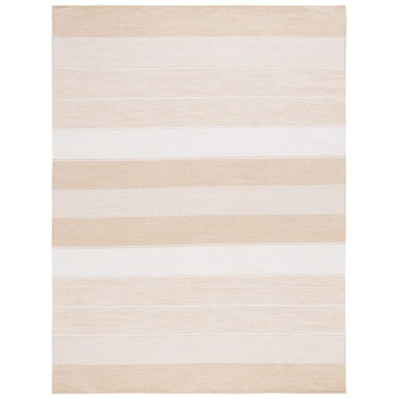 SAFAVIEH Striped Kilim Amina Striped Cotton Area Rug, Ivory/Gold, 8' x 10'