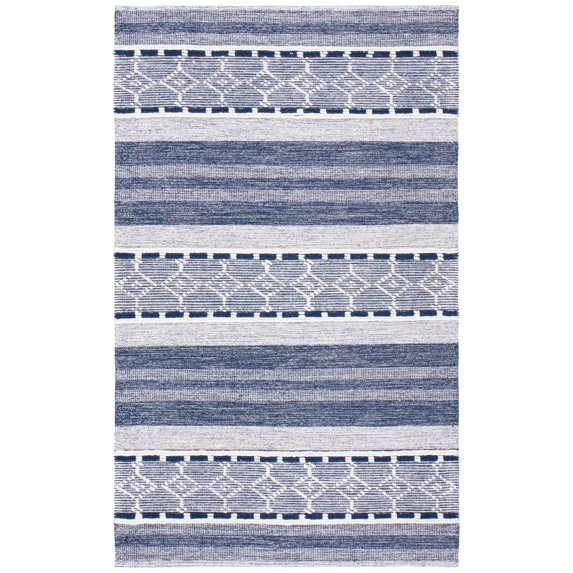 SAFAVIEH Striped Kilim Anselmo Striped Area Rug, Navy/Ivory, 5' x 8'