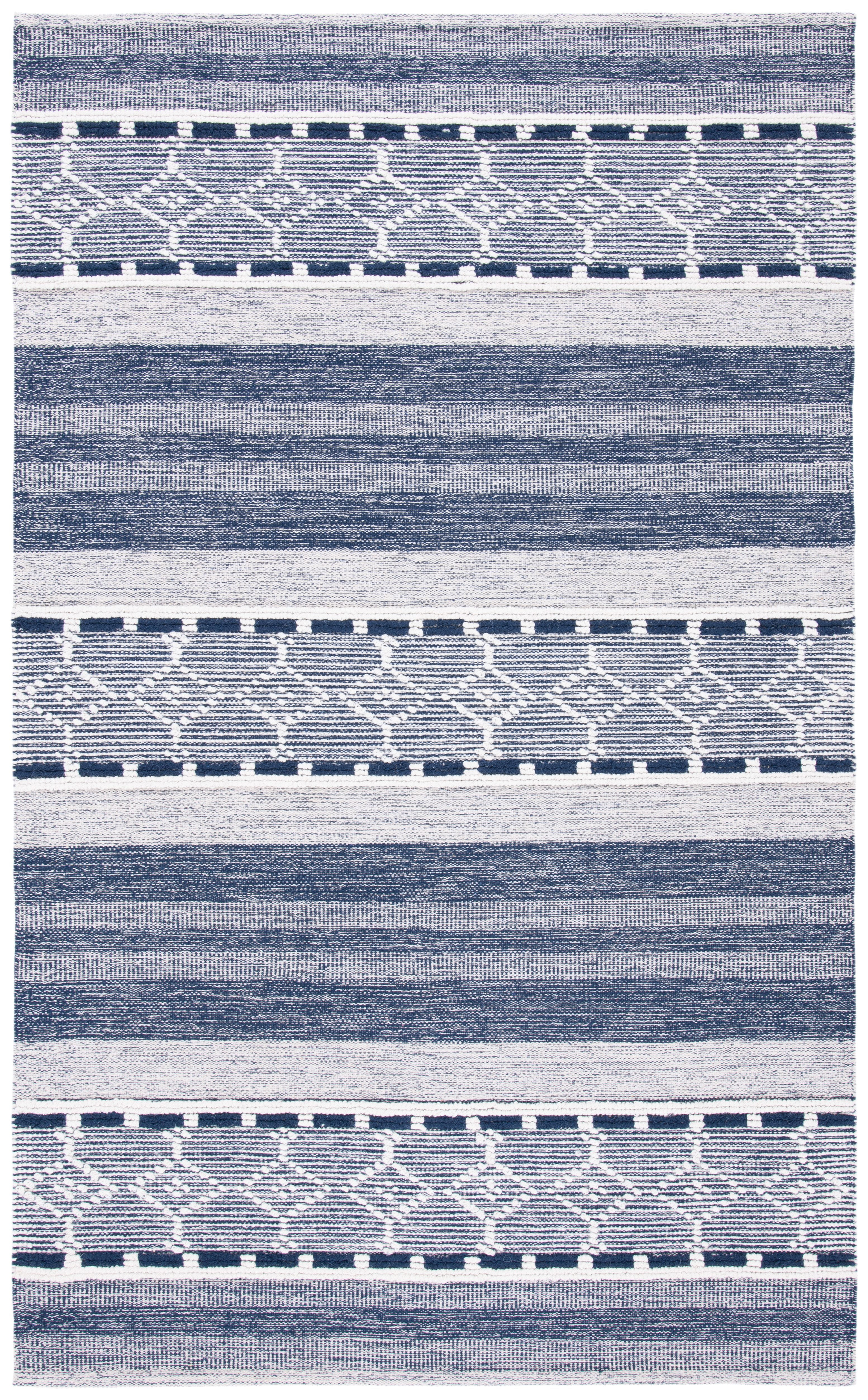 Ivory Stripe Kilim 8' x 10' Hand Woven Wool-Cotton Rug