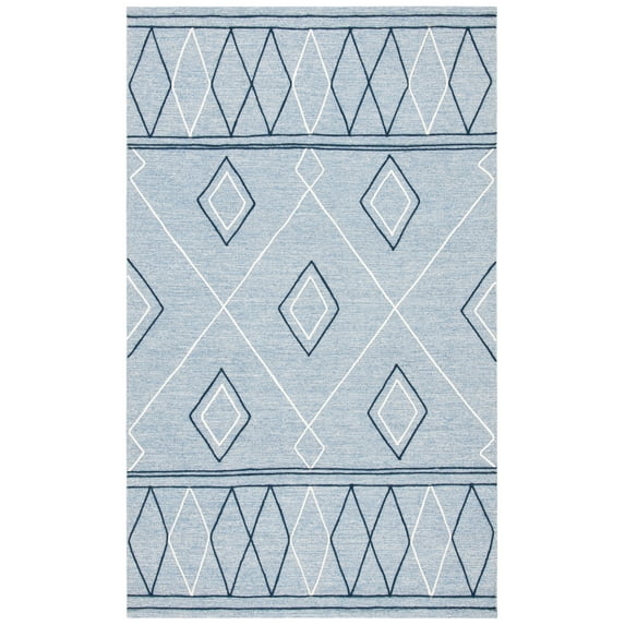 SAFAVIEH Striped Kilim Bronagh Geometric Area Rug, Light Blue/Ivory, 5' x 8'
