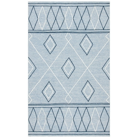 SAFAVIEH Striped Kilim Bronagh Geometric Area Rug, Light Blue/Ivory, 8' x 10'