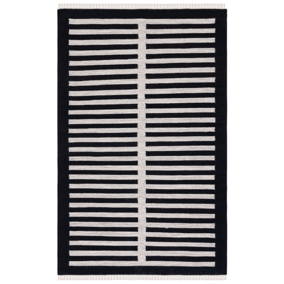 SAFAVIEH Striped Kilim Cady Striped Area Rug, Beige/Black, 4' x 6'