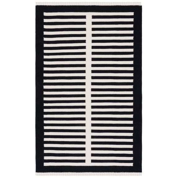 SAFAVIEH Striped Kilim Cady Striped Area Rug, Ivory/Black, 4' x 6'