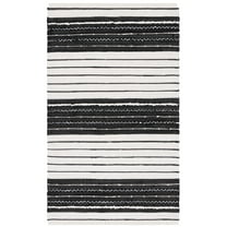 SAFAVIEH Striped Kilim Cedric Striped Cotton Area Rug, Black/Ivory, 8' x 10'