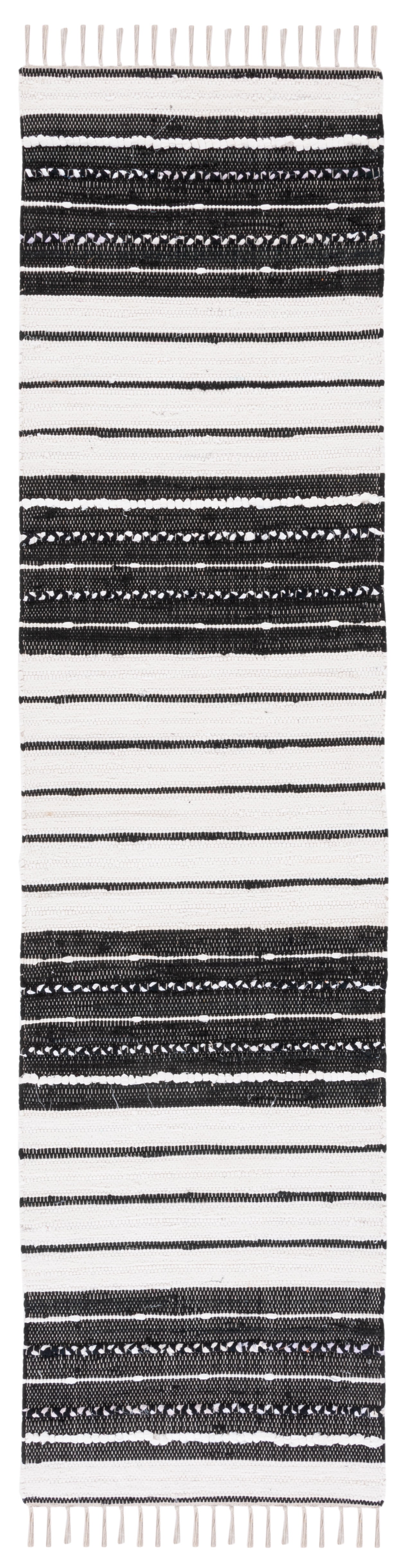 SAFAVIEH Striped Kilim Cedric Striped Cotton Runner Rug, Black/Ivory, 2'3" x 9'
