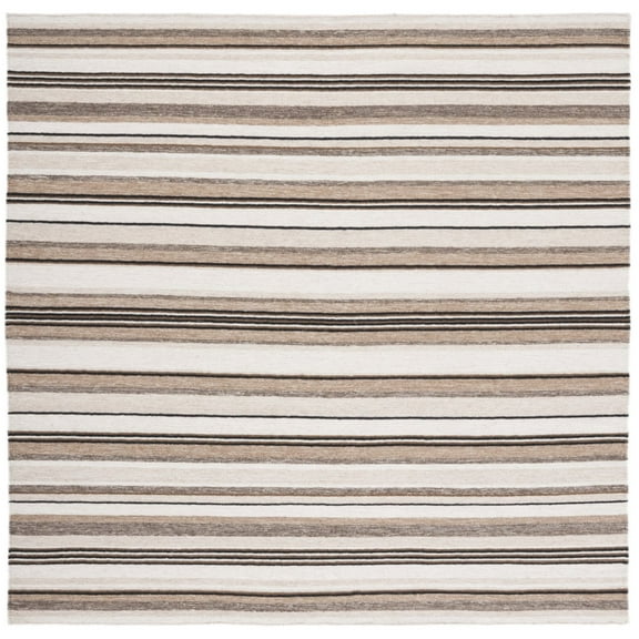 SAFAVIEH Striped Kilim Colbert Striped Area Rug, Natural/Ivory, 7' x 7' Square